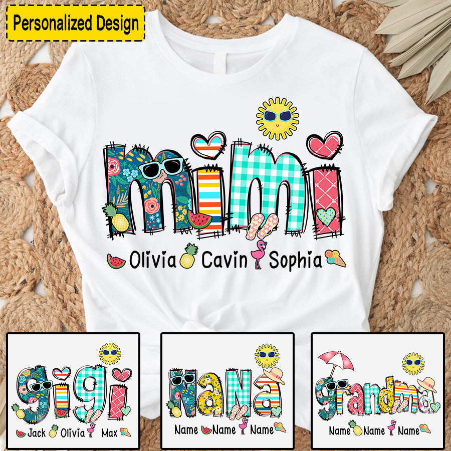 T-shirt personnalisé pour les vacances d'été de grand-mère, surnom et t-shirt tendance d'été pour enfants