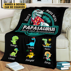 Personalisierte Decke mit Namen - Papasaurus Hawaii Version